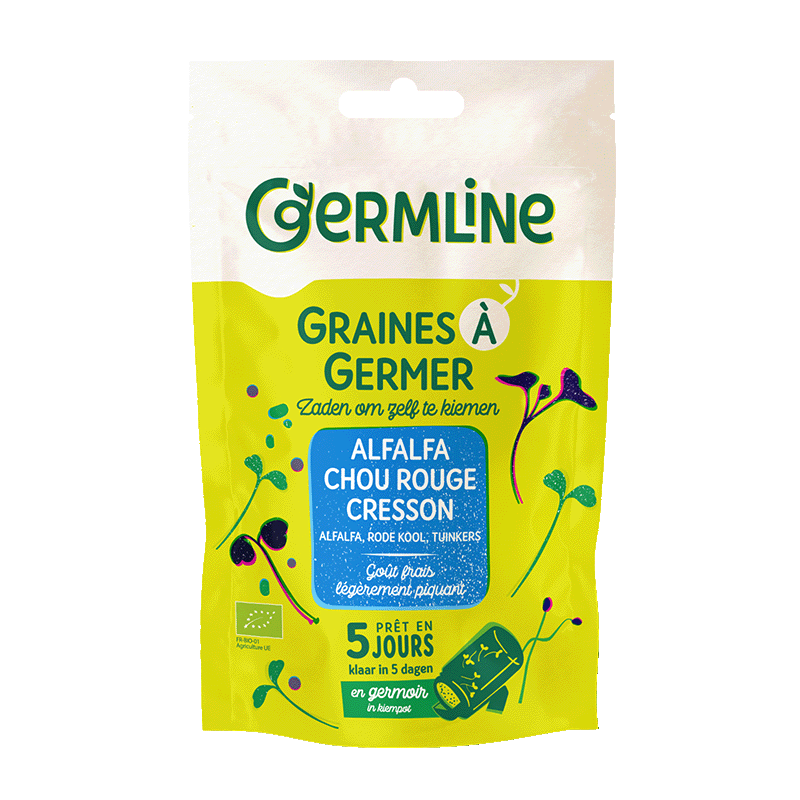 Germline -- Graines à germer alfalfa - cresson - chou rouge bio (origine France) - 150 g